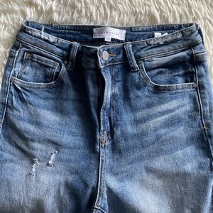 Risen Bootcut Women Distressed Denim Jeans Frayed Hem Med Wash 9/29